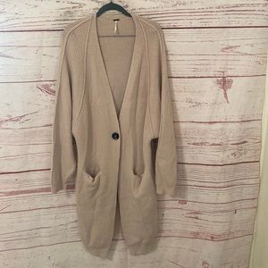 Free People Long Dusty Rose Pink Cardigan Sweater